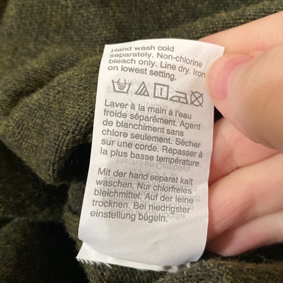 J Crew Factory olive green plush wool blend center rib v-neck sweater size XS - Picture 11 of 13